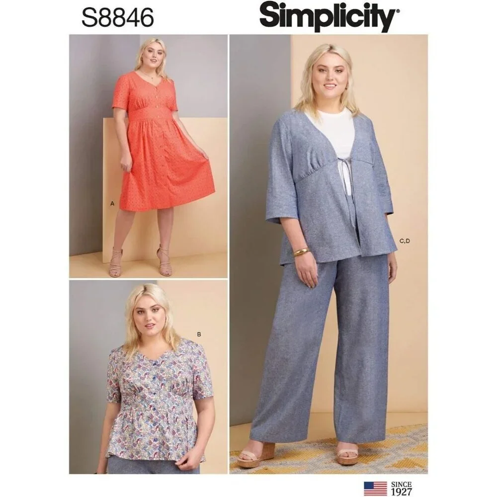 Simplicity Sewing Pattern 8846 10138 Top Blouse Jacket Pants Dress Size 10-18‎